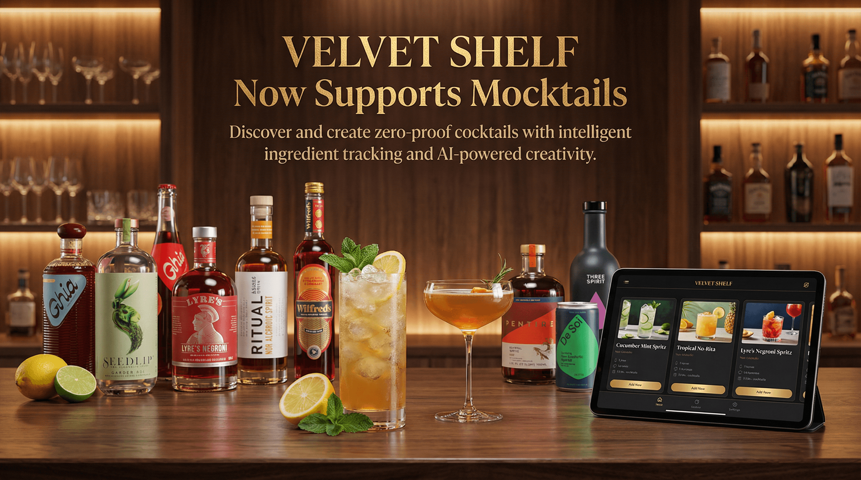 Velvet Shelf Now Supports Mocktails | Your Favorite Bar App Just Got Better for Everyone