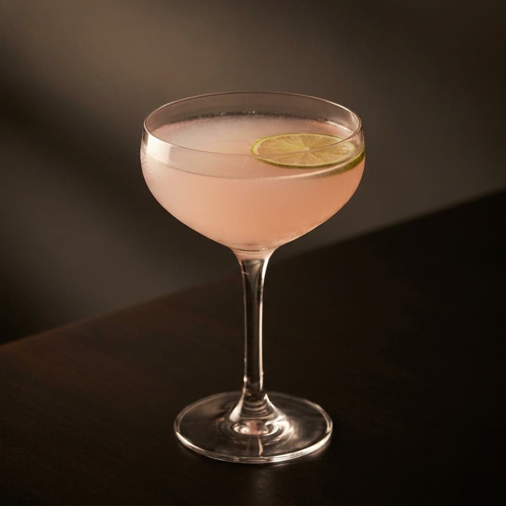 Winter White Cosmo Vodka cocktail in a coupe