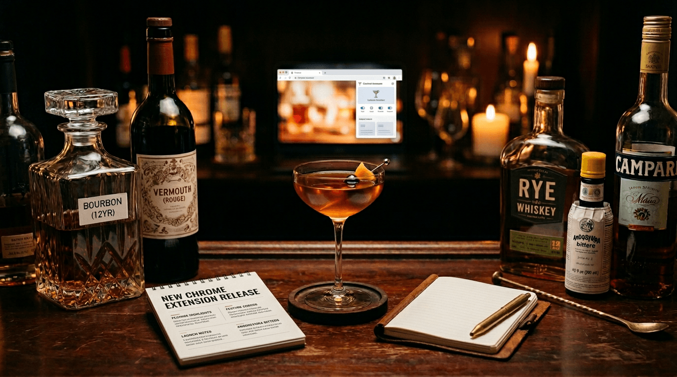 Introducing the Velvet Shelf Cocktail Recipe Saver for Chrome